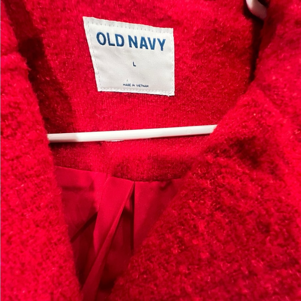 Old Navy Red Long Boucle Textured Wool Utility Shacket large - Picture 5 of 7